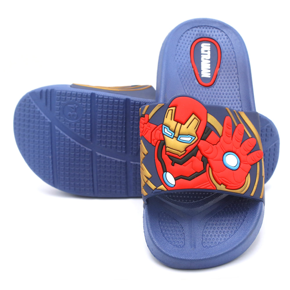 Boys Slider Iron Man - Navy Blue, Boys Slippers, Chase Value, Chase Value