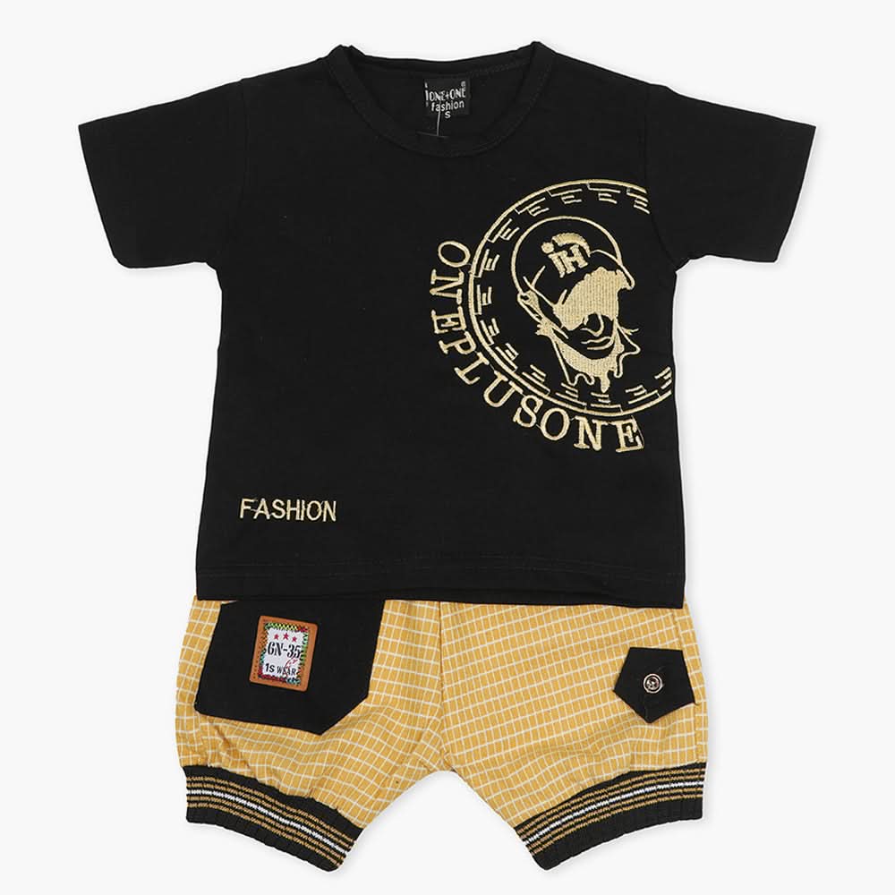 Boys Half Sleeves Short Suit - Black, Boys Sets & Suits, Chase Value, Chase Value