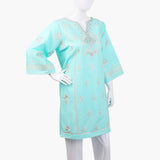 Women's Embroidered Kurti - Cyan, Women Ready Kurtis, Chase Value, Chase Value