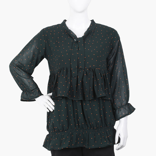 Women's  Printed Western Top - Dark Green, Women T-Shirts & Tops, Chase Value, Chase Value