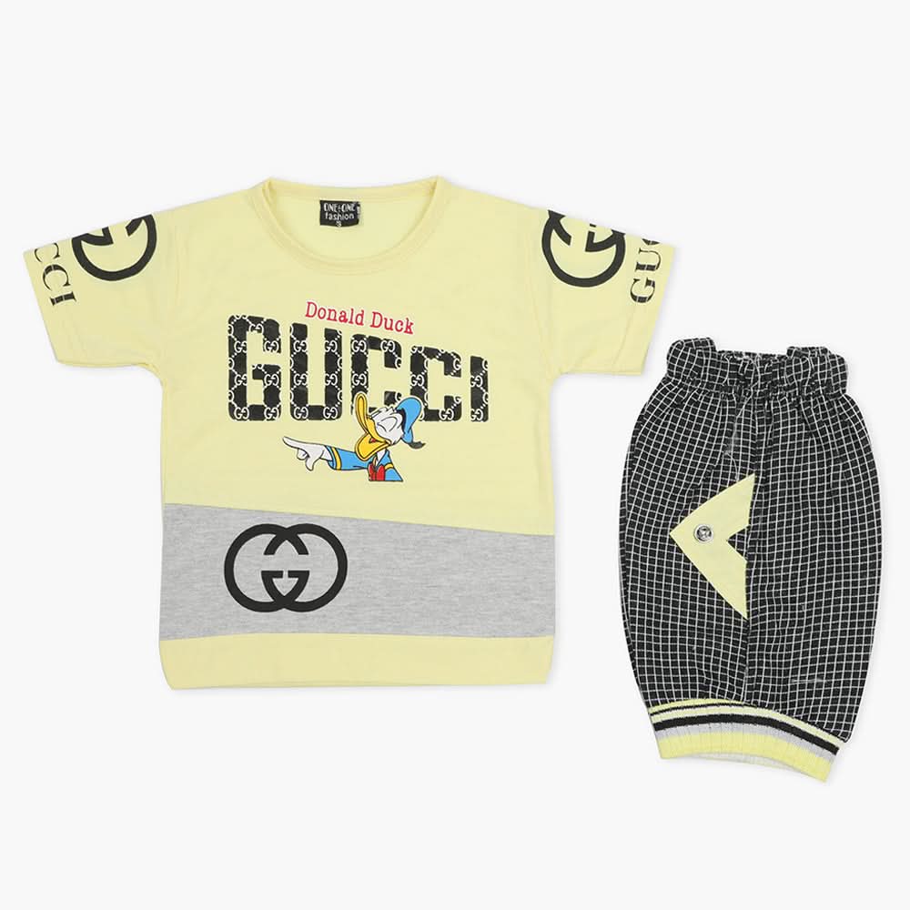 Boys Half Sleeves Short Suit - Lemon, Boys Sets & Suits, Chase Value, Chase Value