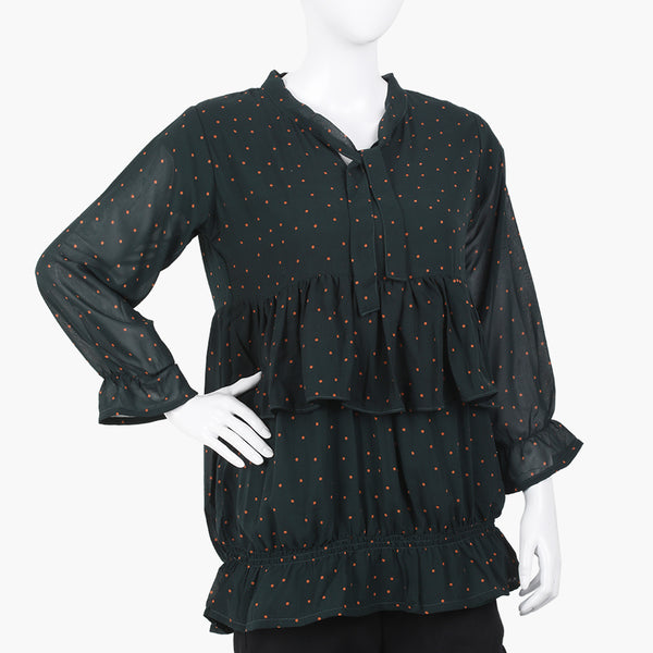 Women's  Printed Western Top - Dark Green, Women T-Shirts & Tops, Chase Value, Chase Value