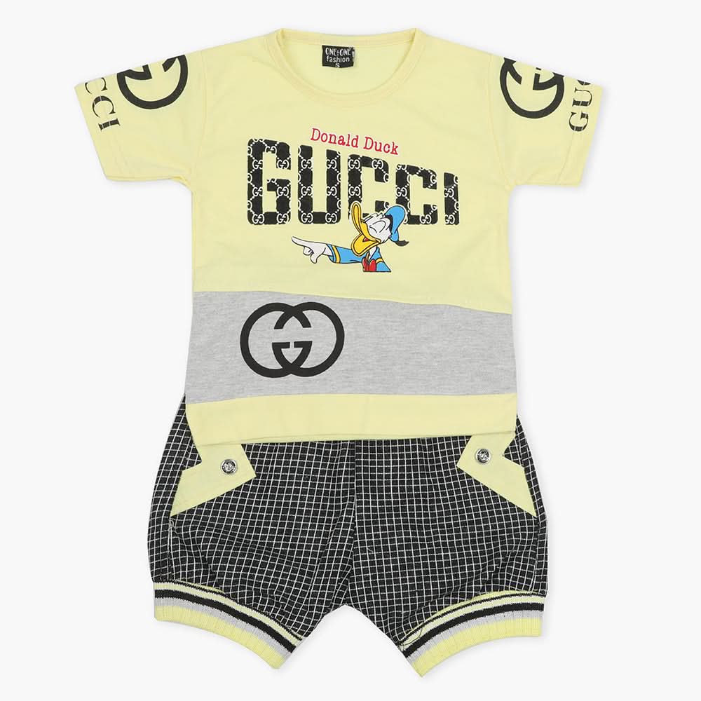 Boys Half Sleeves Short Suit - Lemon, Boys Sets & Suits, Chase Value, Chase Value
