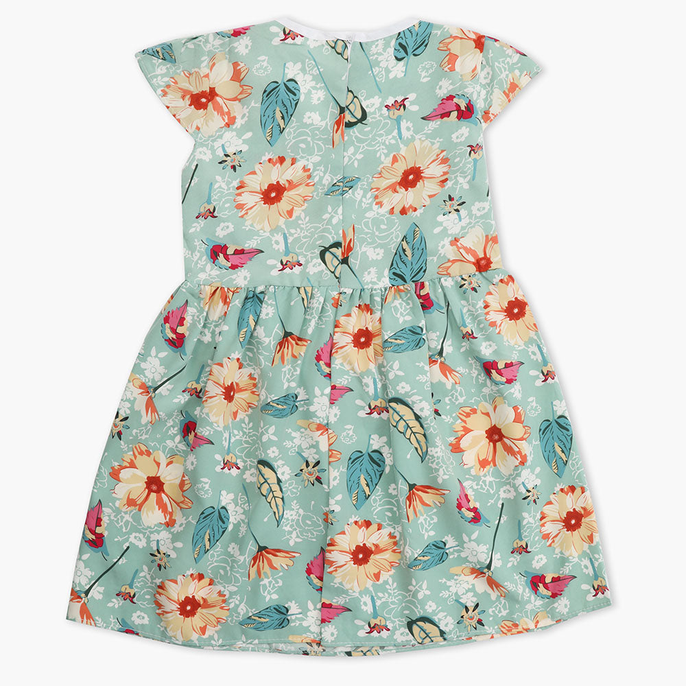 Girl's Cotton Frock - Light Green, Girls Frocks, Chase Value, Chase Value