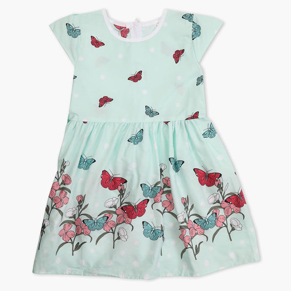 Girl's Cotton Frock - Cyan, Girls Frocks, Chase Value, Chase Value