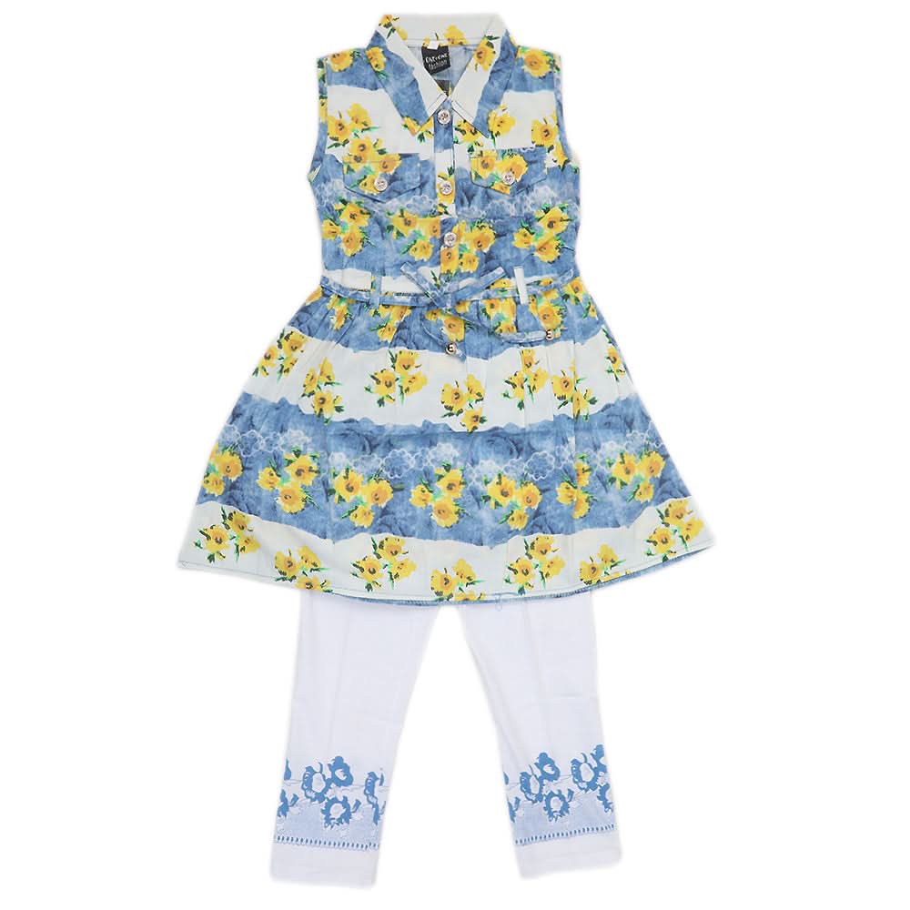 Girls Half Sleeves Suit 1637 - Blue, Kids, Girls Sets And Suits, Chase Value, Chase Value