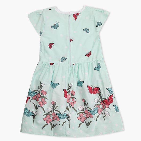 Girl's Cotton Frock - Cyan, Girls Frocks, Chase Value, Chase Value