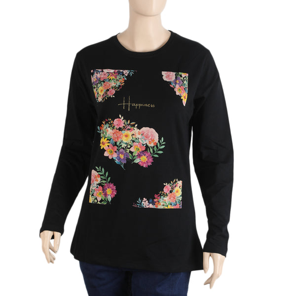 Women's Full Sleeves T-Shirt - Black, Women T-Shirts & Tops, Chase Value, Chase Value