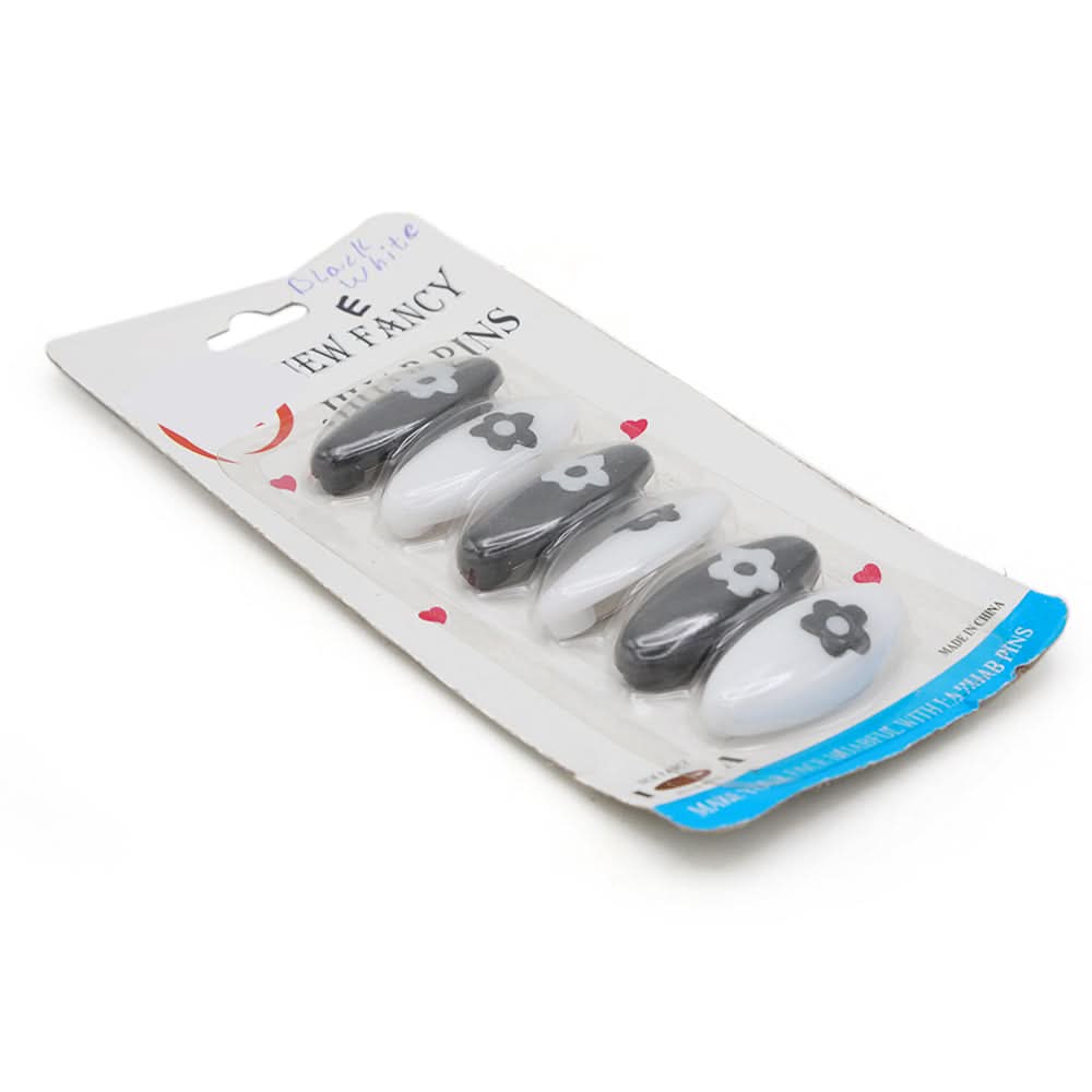 Scarf Pin 6Pc Card - Black & White, Women Scarf Pins & Brooches, Chase Value, Chase Value