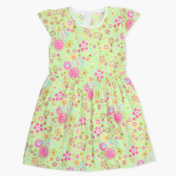Girl's Cotton Frock - Light Green, Girls Frocks, Chase Value, Chase Value