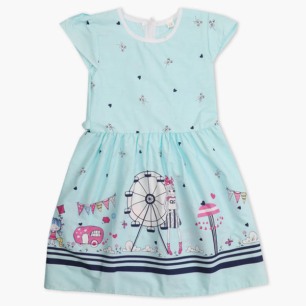 Girl's Cotton Frock - Light Blue, Girls Frocks, Chase Value, Chase Value