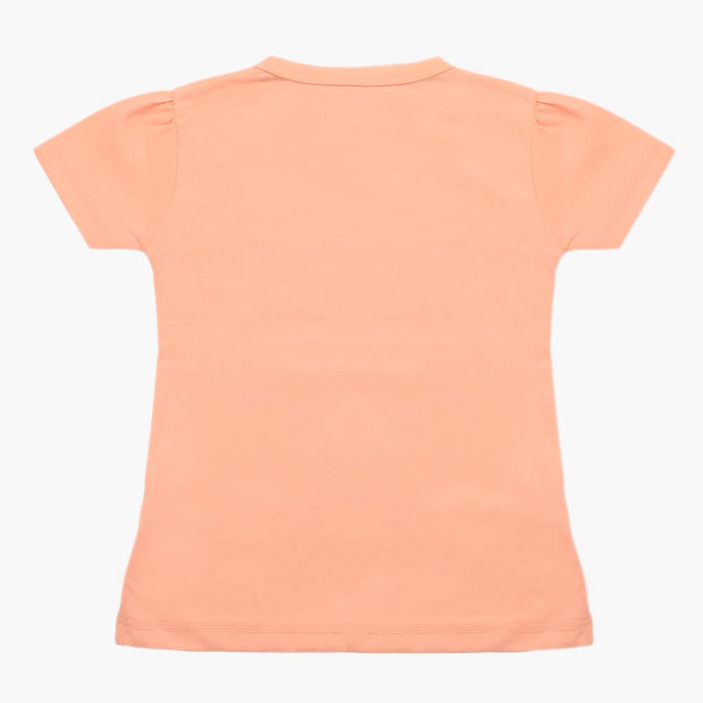 Girls Half Sleeves T-Shirt - Peach, Girls T-Shirts, Chase Value, Chase Value