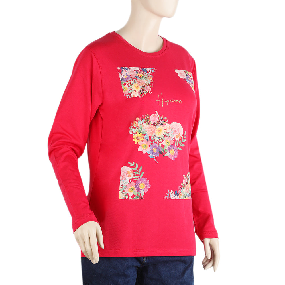 Women's Full Sleeves T-Shirt - Dark Pink, Women T-Shirts & Tops, Chase Value, Chase Value