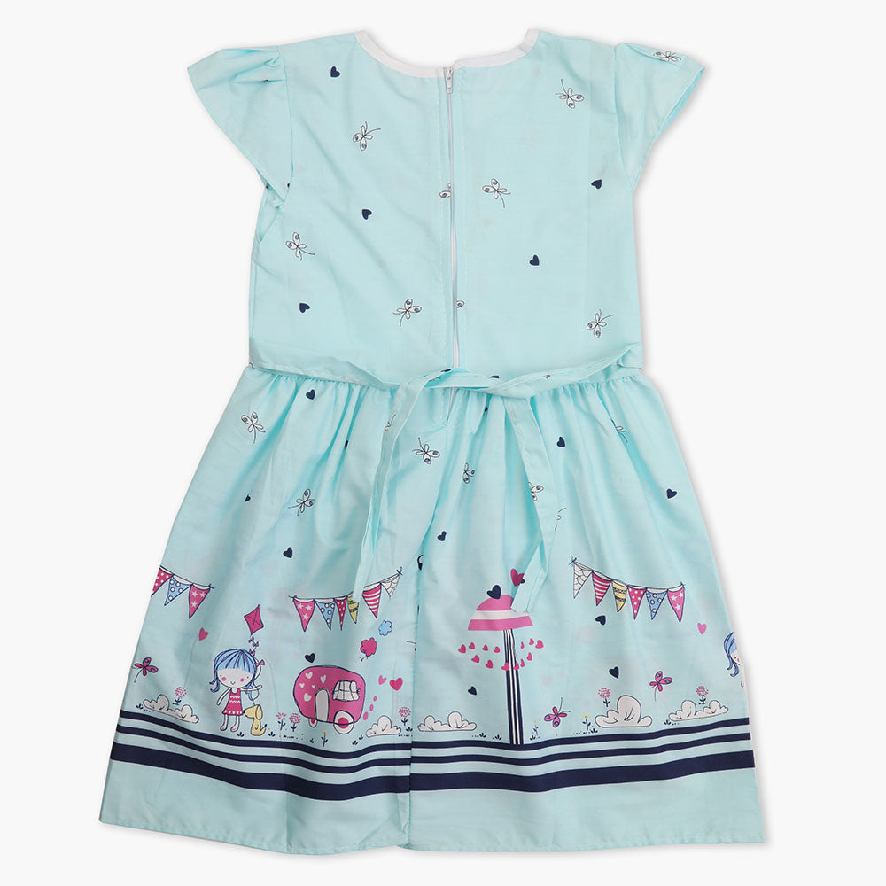 Girl's Cotton Frock - Light Blue, Girls Frocks, Chase Value, Chase Value