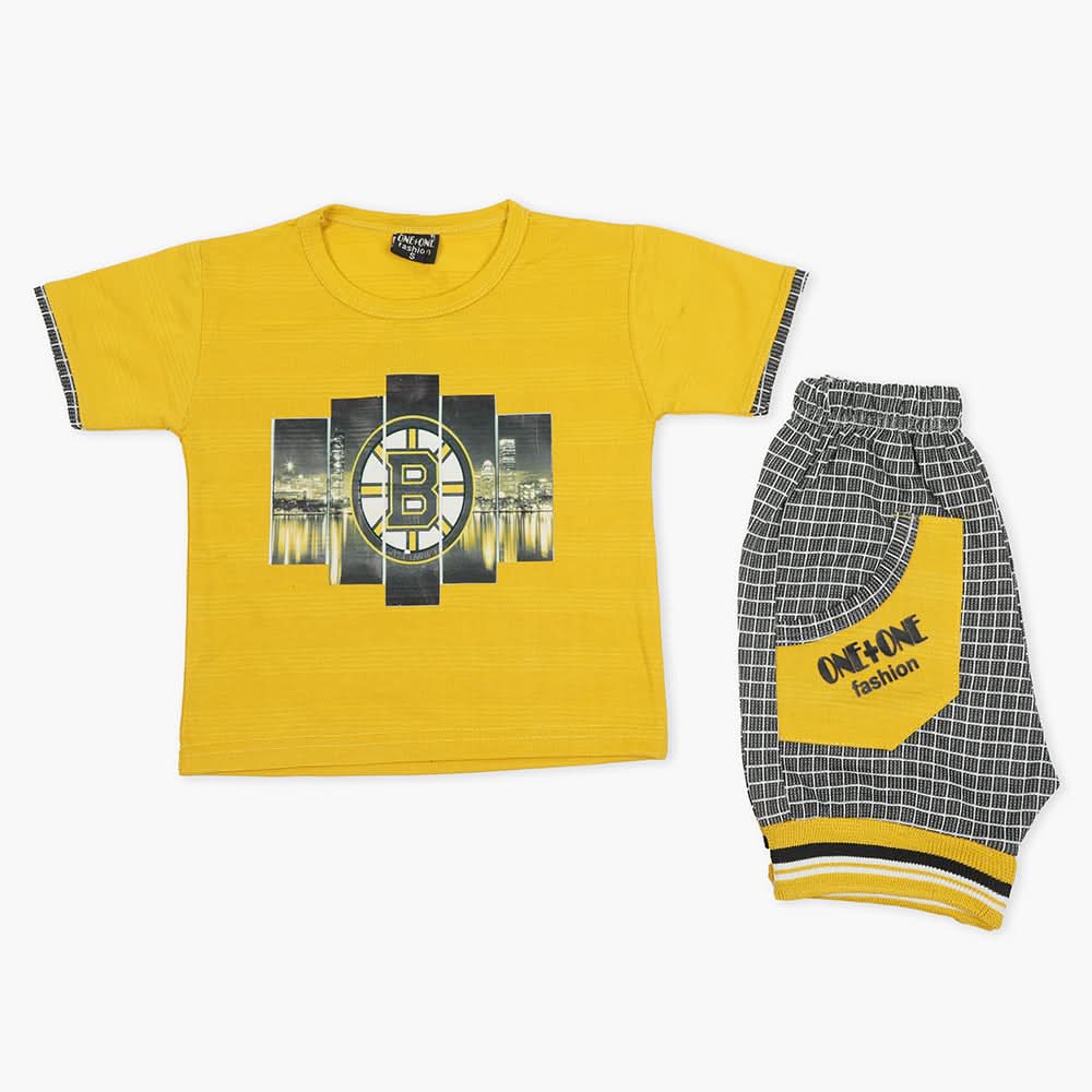 Boys Half Sleeves Short Suit - Yellow, Boys Sets & Suits, Chase Value, Chase Value
