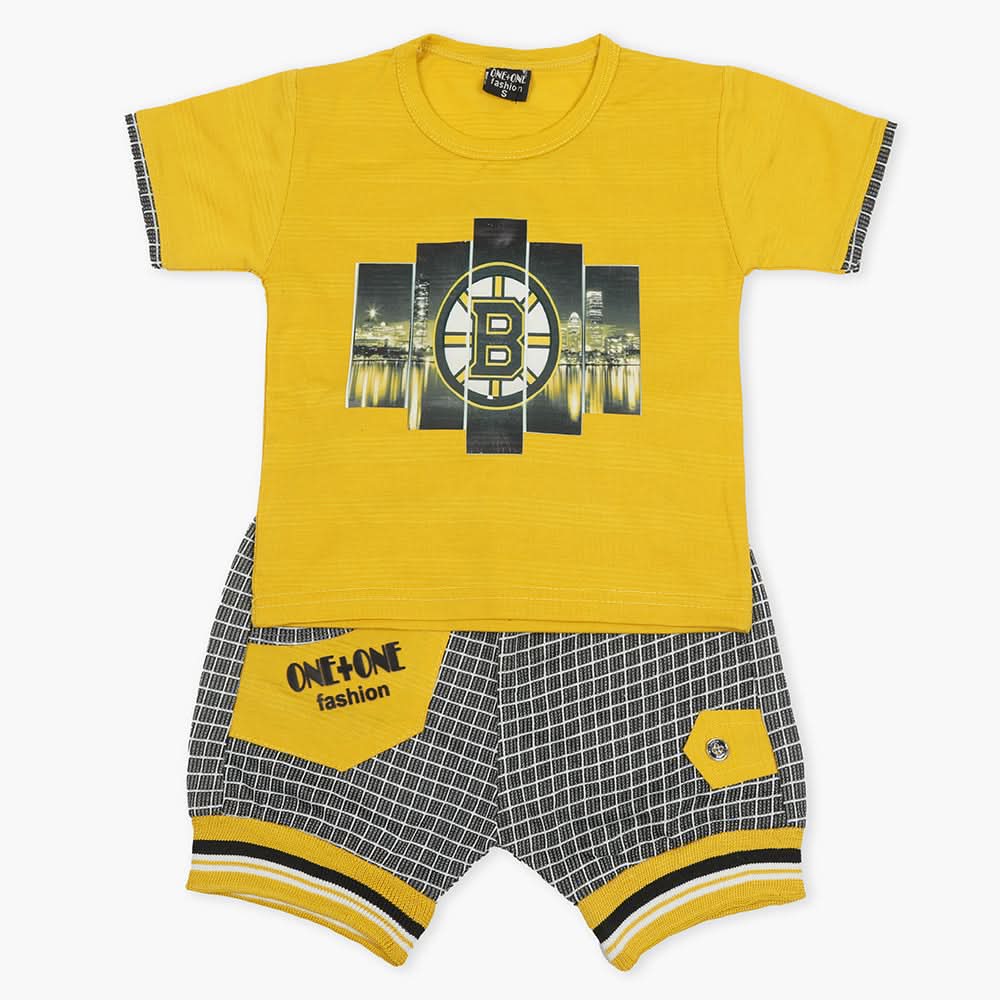 Boys Half Sleeves Short Suit - Yellow, Boys Sets & Suits, Chase Value, Chase Value