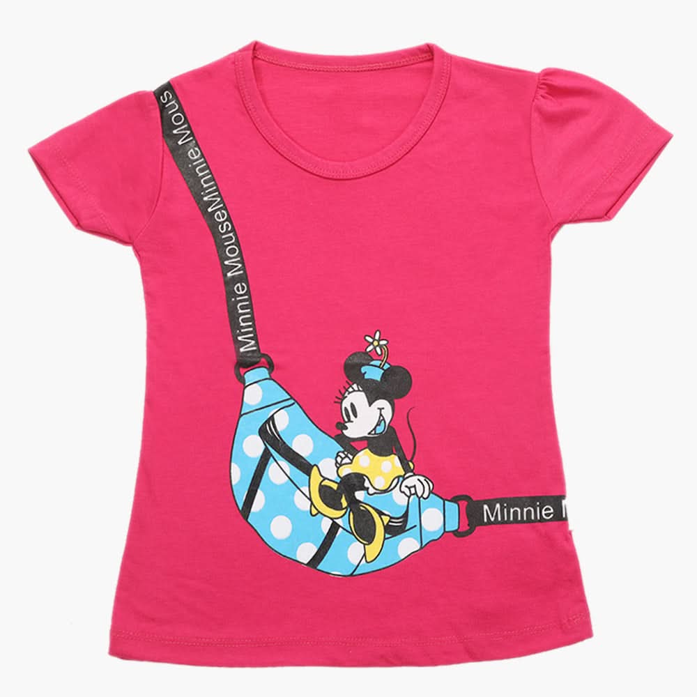 Girls Half Sleeves T-Shirt - Dark Pink, Girls T-Shirts, Chase Value, Chase Value