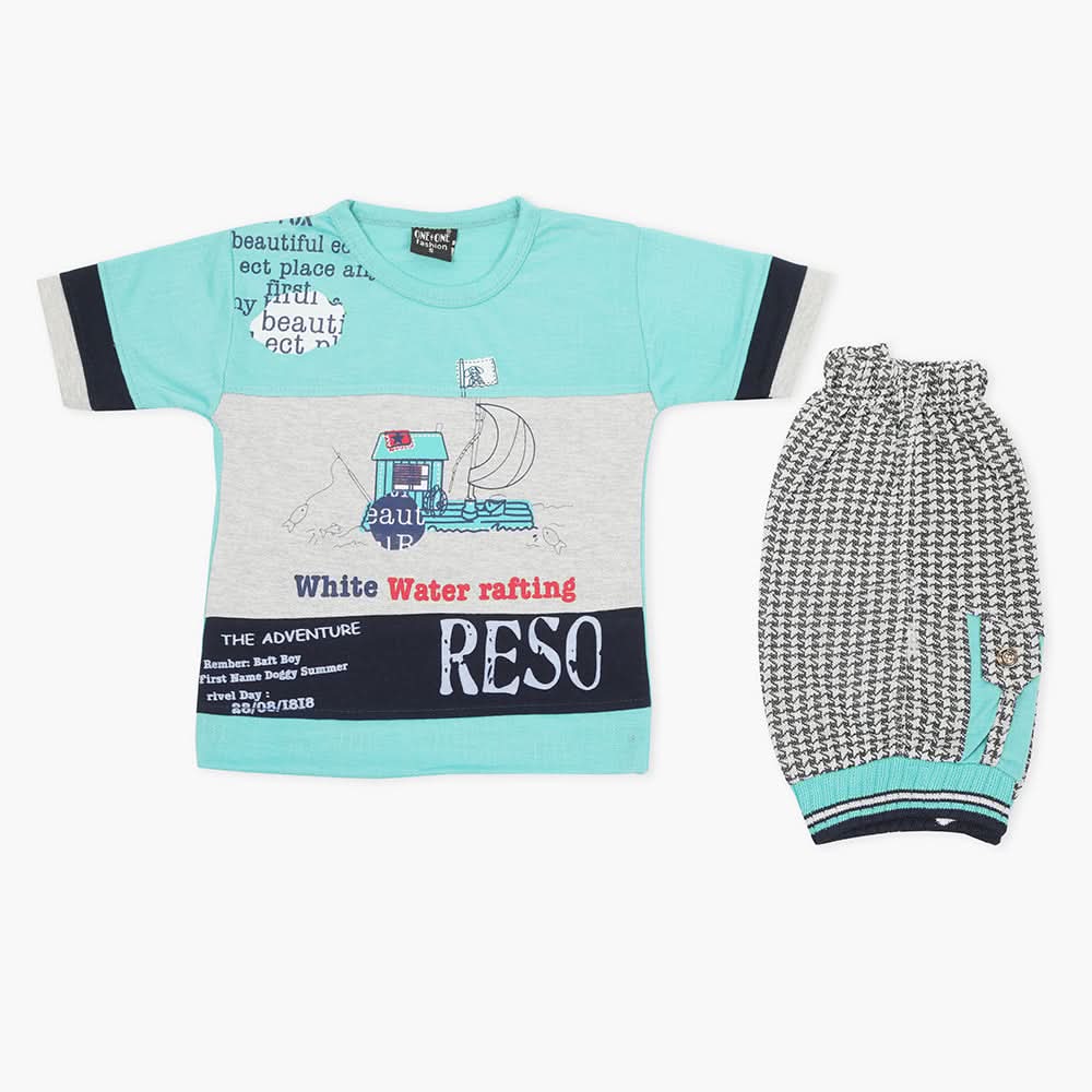 Boys Half Sleeves Suit - Sea Green, Boys Sets & Suits, Chase Value, Chase Value