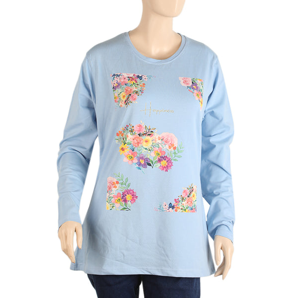 Women's Full Sleeves T-Shirt - Sky Blue, Women T-Shirts & Tops, Chase Value, Chase Value