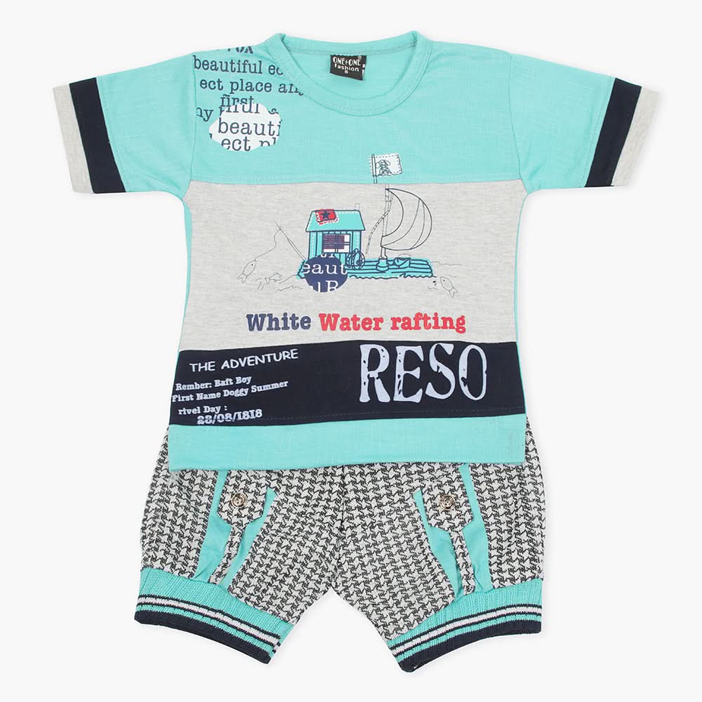 Boys Half Sleeves Suit - Sea Green, Boys Sets & Suits, Chase Value, Chase Value