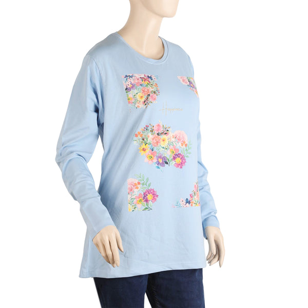 Women's Full Sleeves T-Shirt - Sky Blue, Women T-Shirts & Tops, Chase Value, Chase Value