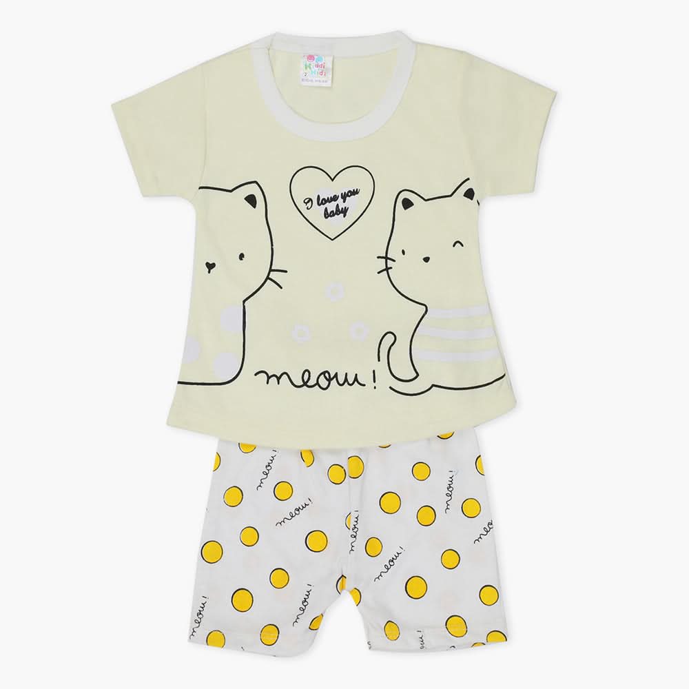 Newborn Girls Half Sleeves Suit - Lemon, Newborn Girls Sets & Suits, Chase Value, Chase Value