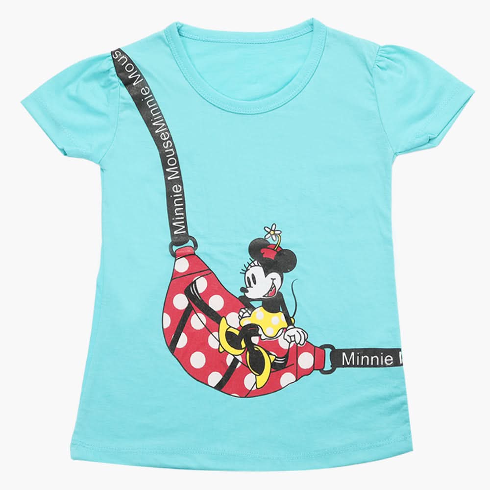 Girls Half Sleeves T-Shirt - Light Blue, Girls T-Shirts, Chase Value, Chase Value