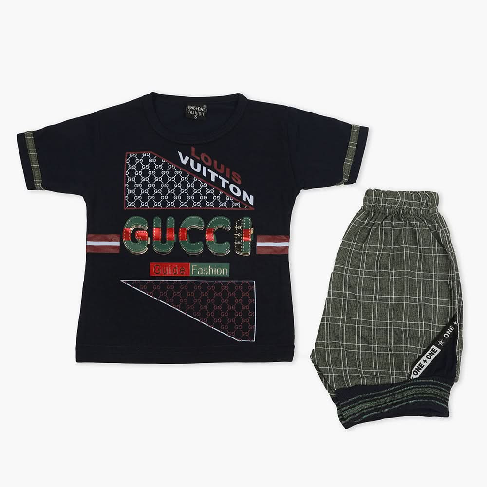 Boys Half Sleeves Short Suit - Navy Blue, Boys Sets & Suits, Chase Value, Chase Value