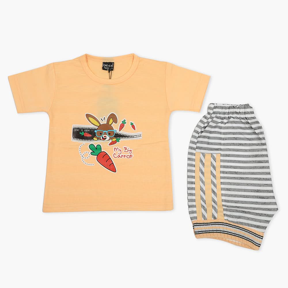 Boys Half Sleeves Short Suit - Peach, Boys Sets & Suits, Chase Value, Chase Value