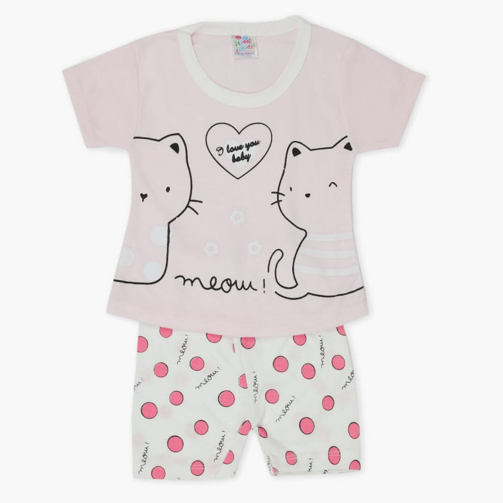 Newborn Girls Half Sleeves Suit - Pink, Newborn Girls Sets & Suits, Chase Value, Chase Value