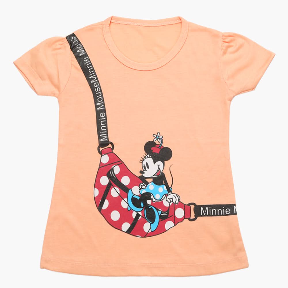 Girls Half Sleeves T-Shirt - Peach, Girls T-Shirts, Chase Value, Chase Value