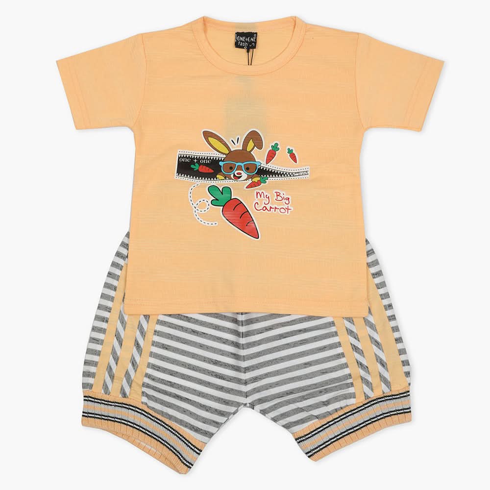 Boys Half Sleeves Short Suit - Peach, Boys Sets & Suits, Chase Value, Chase Value