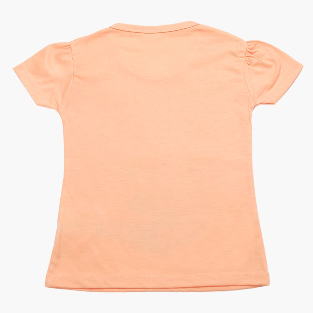 Girls Half Sleeves T-Shirt - Peach, Girls T-Shirts, Chase Value, Chase Value