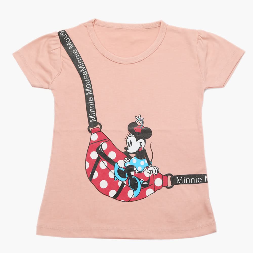 Girls Half Sleeves T-Shirt - Tea Pink, Girls T-Shirts, Chase Value, Chase Value