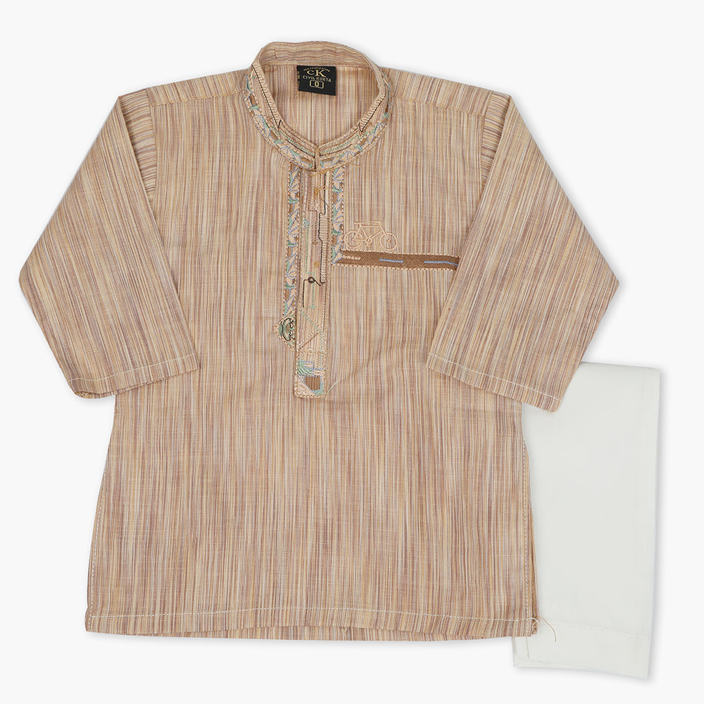 Newborn Boys Shalwar Suit - Light Brown, Newborn Boys Shalwar Suits, Chase Value, Chase Value