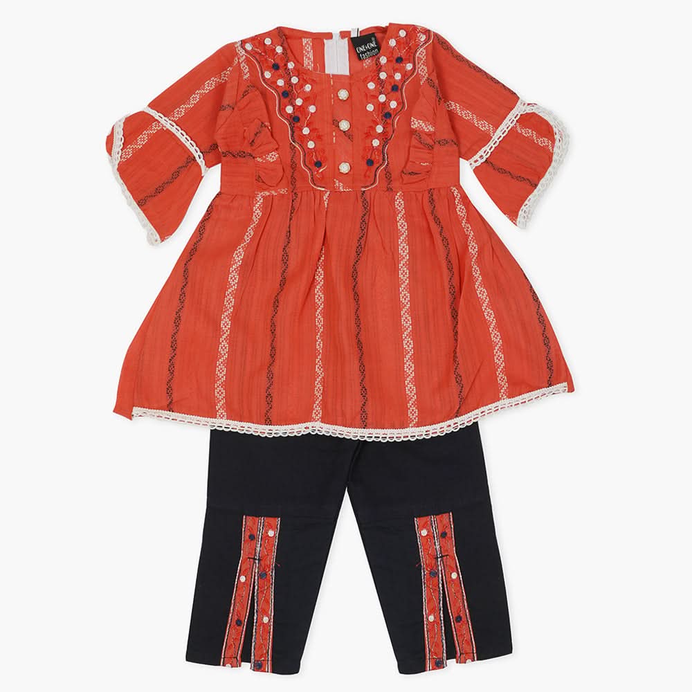Girls Half Sleeves Suit - Peach, Girls Suits, Chase Value, Chase Value