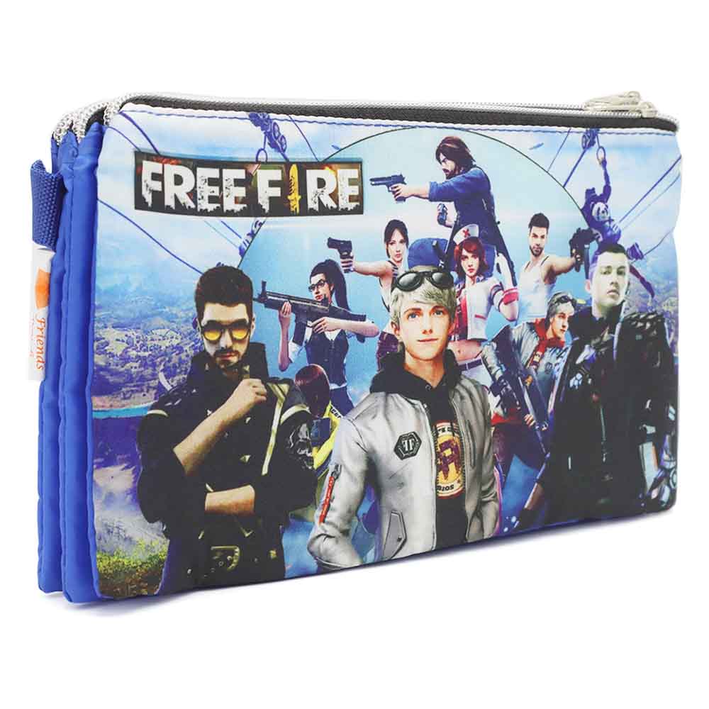 Pencil Pouch Three Zipper - Blue, Pencil Boxes & Stationery Sets, Chase Value, Chase Value
