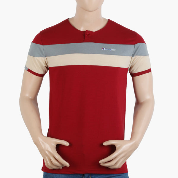 Men's Half Sleeves Round Neck T-Shirt - Maroon, Men's T-Shirts & Polos, Chase Value, Chase Value
