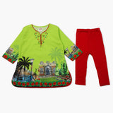 Girls Half Sleeves Tights Suit - Green, Girls Suits, Chase Value, Chase Value