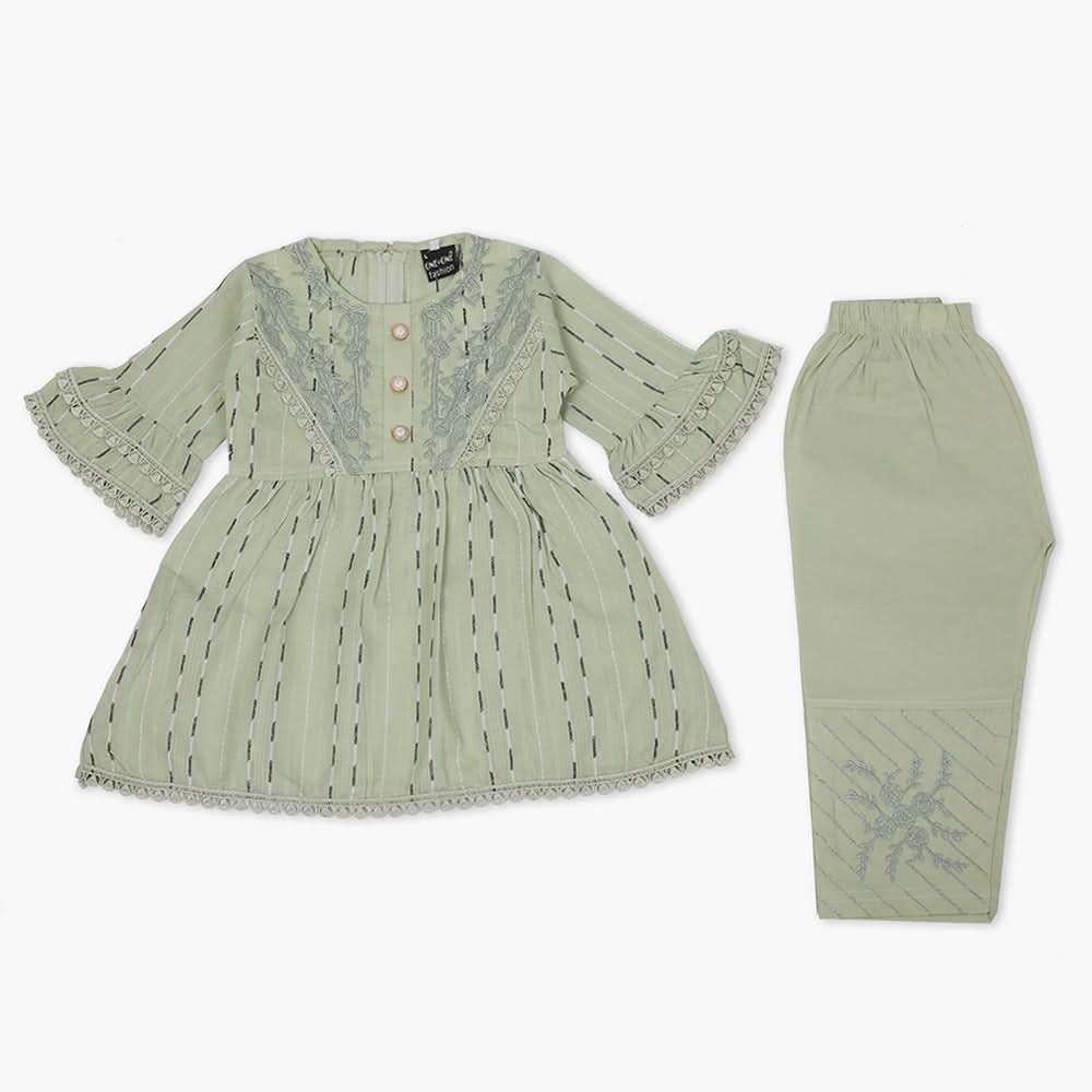Girls Half Sleeves Suit - Light Green, Girls Suits, Chase Value, Chase Value