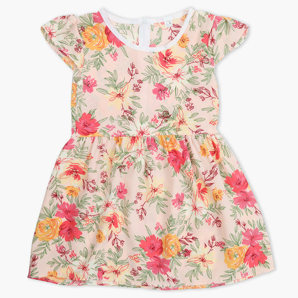 Girl's Cotton Frock - Peach, Girls Frocks, Chase Value, Chase Value