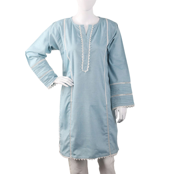 Women's Kurti With Lace - Sea Green, Women Ready Kurtis, Chase Value, Chase Value