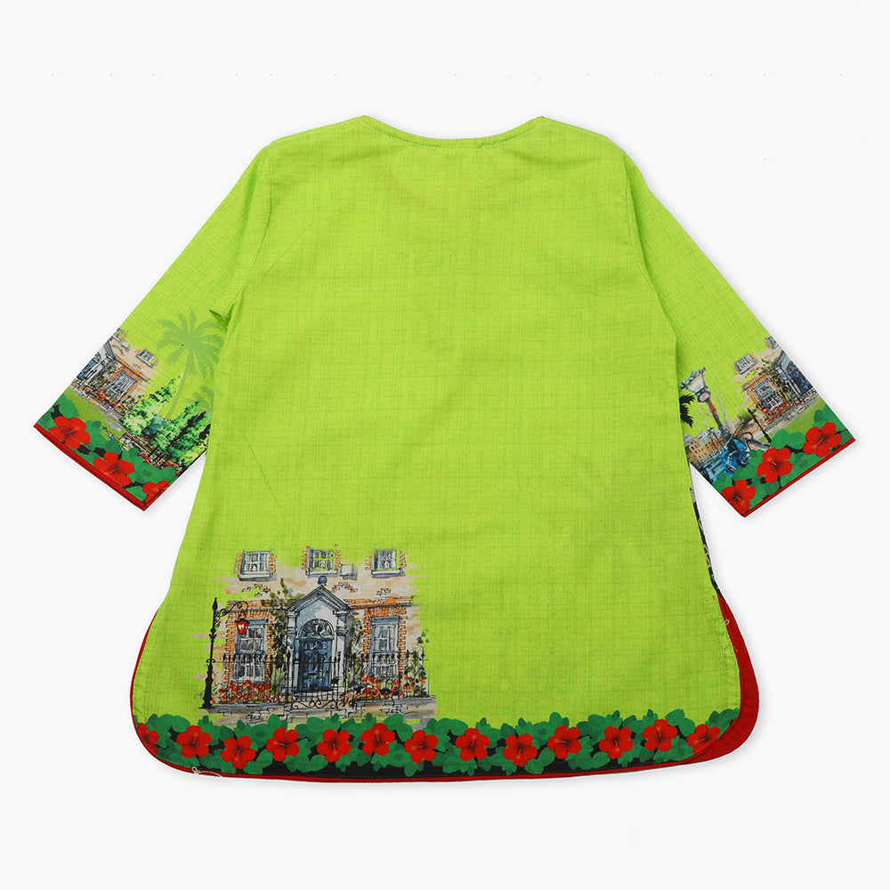 Girls Half Sleeves Tights Suit - Green, Girls Suits, Chase Value, Chase Value