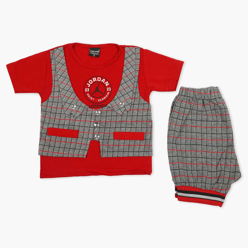 Boys Half Sleeves Suit - Red, Boys Sets & Suits, Chase Value, Chase Value