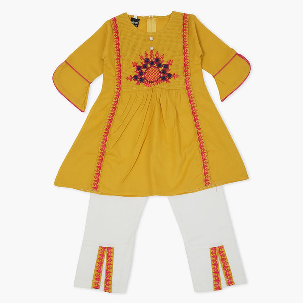 Girls Half Sleeves Suit - Yellow, Girls Suits, Chase Value, Chase Value