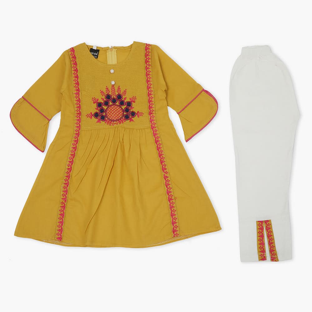 Girls Half Sleeves Suit - Yellow, Girls Suits, Chase Value, Chase Value
