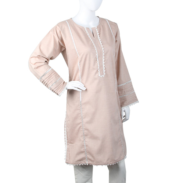 Women's Kurti With Lace - Pink, Women Ready Kurtis, Chase Value, Chase Value