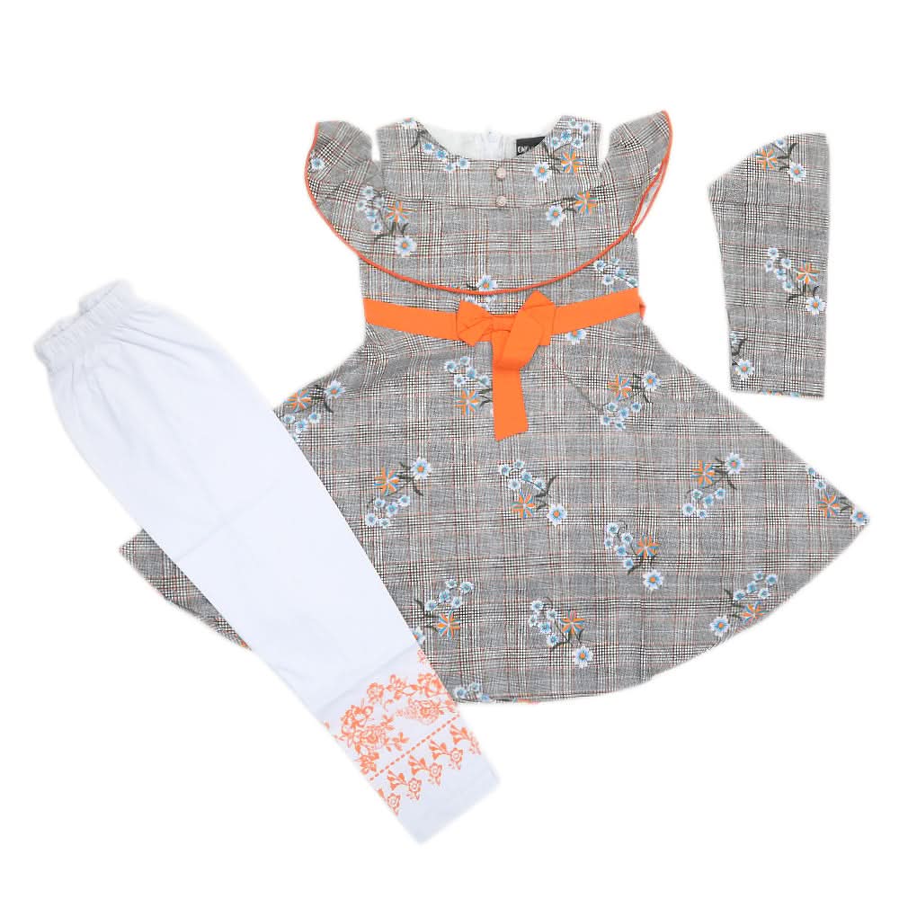 Girls Half Sleeves Suit 1639 - Grey, Kids, Girls Sets And Suits, Chase Value, Chase Value