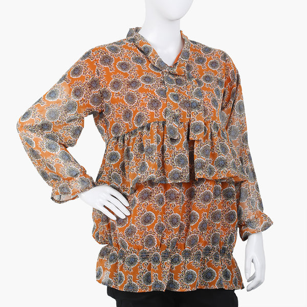 Women's  Printed Western Top - Mustard, Women T-Shirts & Tops, Chase Value, Chase Value