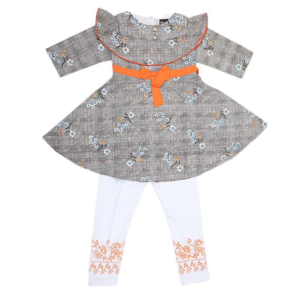 Girls Half Sleeves Suit 1639 - Grey, Kids, Girls Sets And Suits, Chase Value, Chase Value